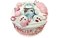 Tort pluszowy szary miś z kokardką