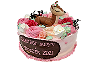 Tort z figurką Sarenka i kwiaty
